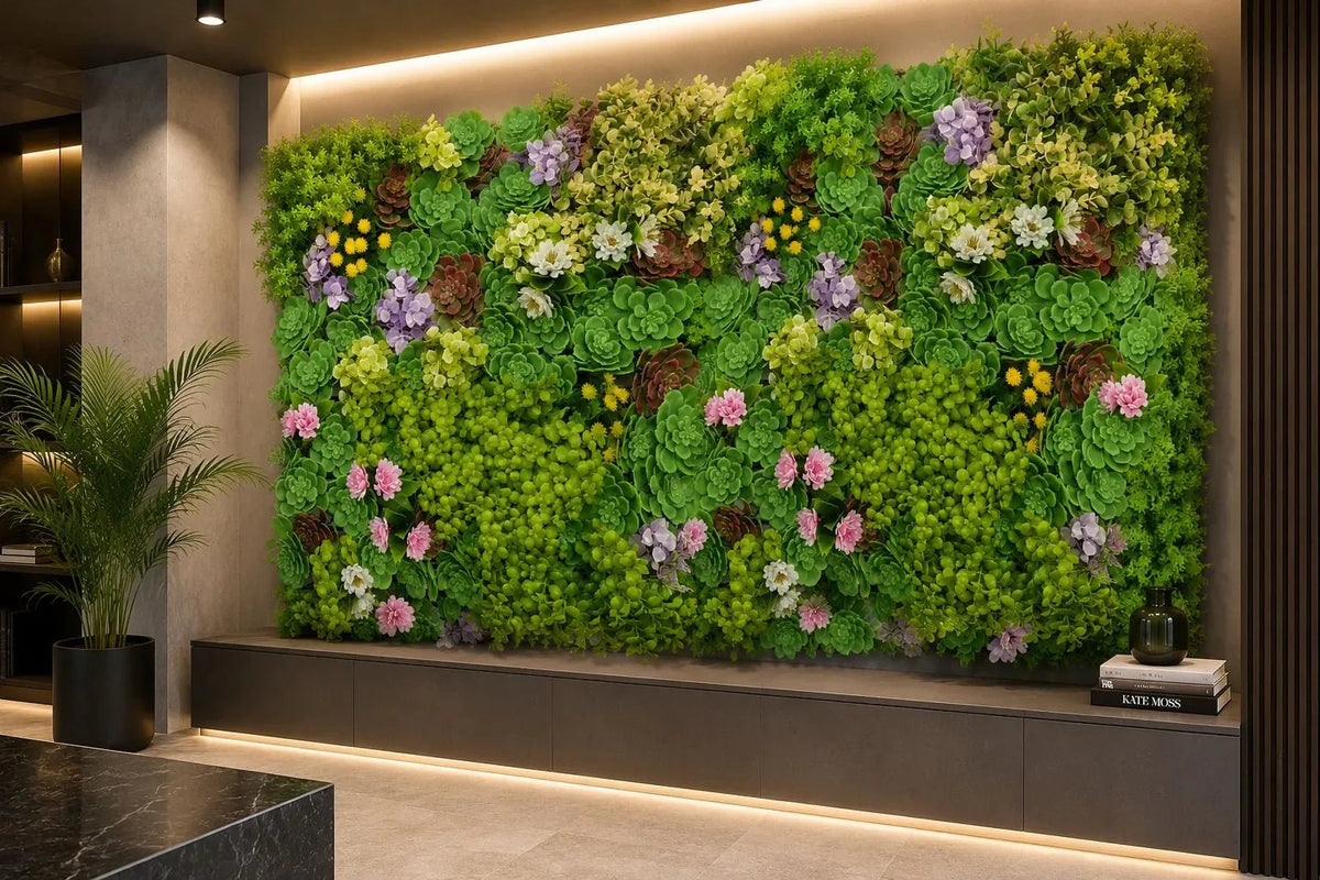 Dense Succulent Artificial Vertical Garden Green Wall Panel 20×20in – UV Resistant – Commercial Grade, photo 7 of 10