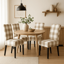 Buffalo Check Beige Dining Chair Slipcovers – Set of 2 – Compatible with IKEA Henriksdal (USA/CA Size)