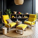 Bright Yellow Velvet Poäng Slipcovers – Compatible with IKEA Poäng Chair & Footstool – Luxurious Polyester Velvet