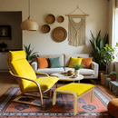 Bright Yellow Velvet Poäng Slipcovers – Compatible with IKEA Poäng Chair & Footstool – Luxurious Polyester Velvet