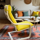 Bright Yellow Velvet Poäng Slipcovers – Compatible with IKEA Poäng Chair & Footstool – Luxurious Polyester Velvet