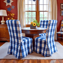 4 Pack - Dining Chair Slip Covers, Compatible with IKEA Henriksdal,  Buffalo Check Navy Blue, Floor Length