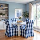 4 Pack - Dining Chair Slip Covers, Compatible with IKEA Henriksdal,  Buffalo Check Navy Blue, Floor Length