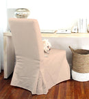 4 Pack - Dining Chair Slip Covers, Compatible with IKEA Henriksdal, Beige Linen Floor Length
