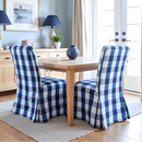 Navy Buffalo Check Plaid Floor-Length Slipcovers for IKEA Henriksdal USA (Set of 2)