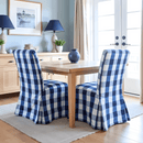 4 Pack - Dining Chair Slip Covers, Compatible with IKEA Henriksdal,  Buffalo Check Navy Blue, Floor Length