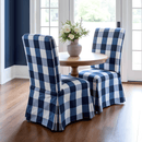 Navy Buffalo Check Plaid Floor-Length Slipcovers for IKEA Henriksdal USA (Set of 2)
