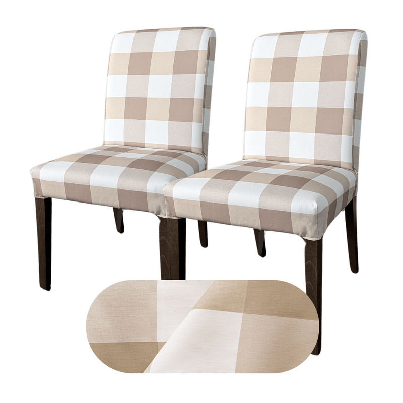 2 Pack, Buffalo Check Beige Dining Chair Cover, Compatible with IKEA Henriksdal, Euro/Aus