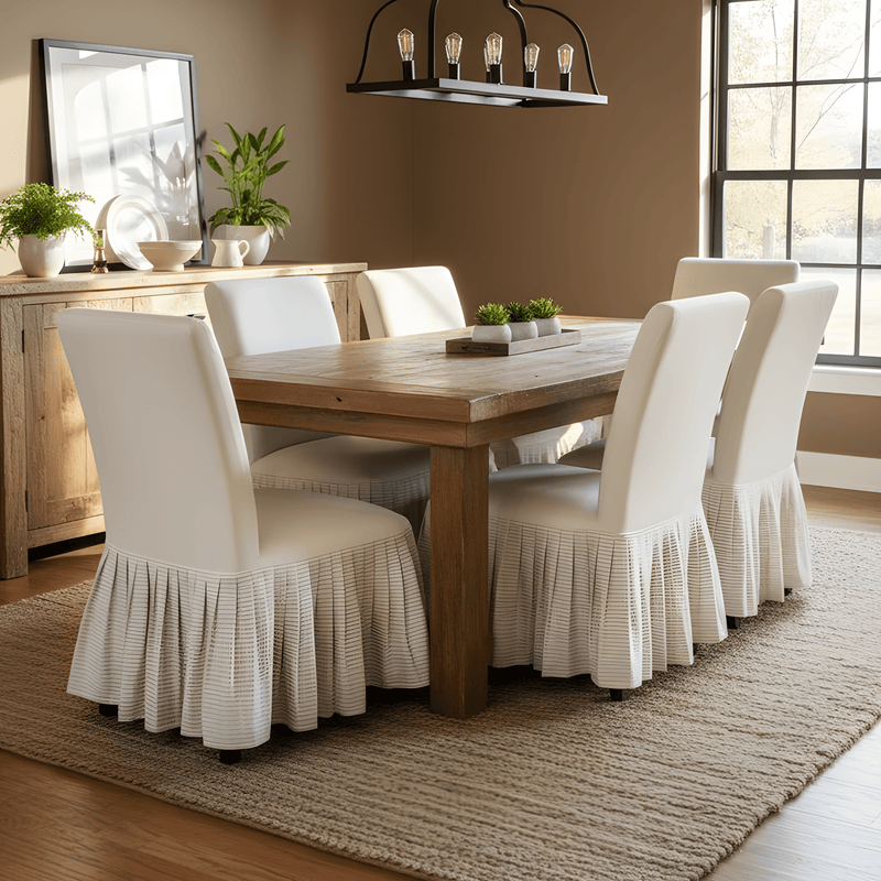 2 Pack Solid White European Linen Canvas Dining Chair Cover, Compatible with IKEA Henriksdal