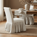 2 Pack Solid White European Linen Canvas Dining Chair Cover, Compatible with IKEA Henriksdal