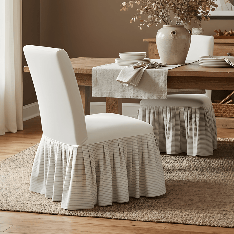 2 Pack Solid White European Linen Canvas Dining Chair Cover, Compatible with IKEA Henriksdal