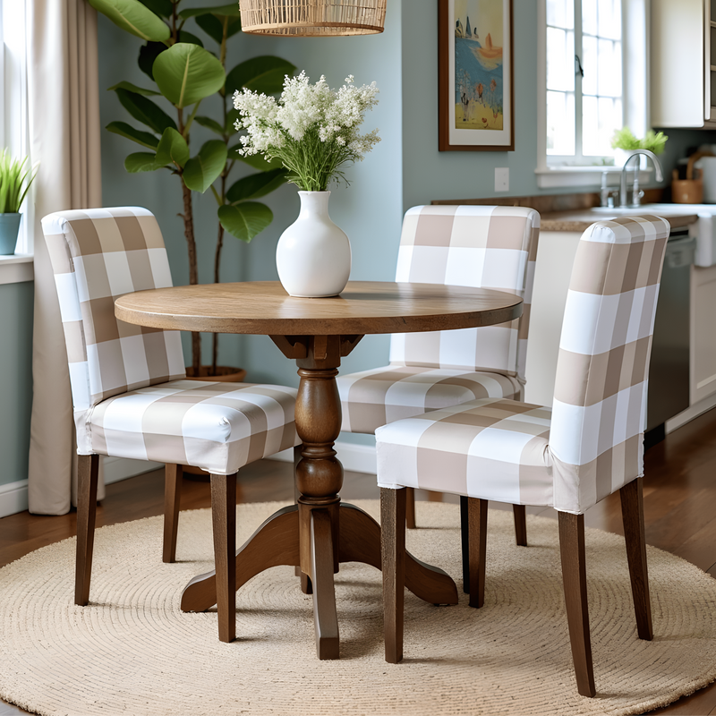 2 Pack, Buffalo Check Beige Dining Chair Cover, Compatible with IKEA Henriksdal, Euro/Aus