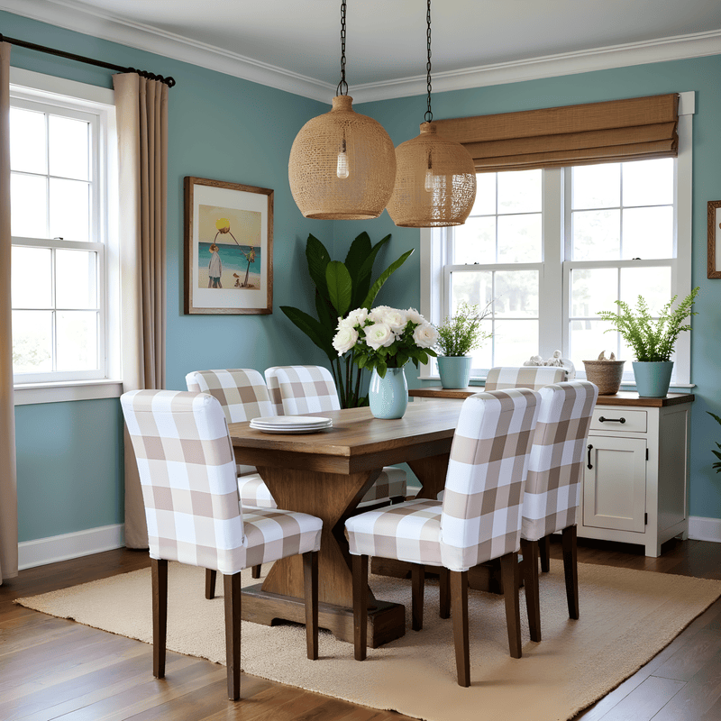 2 Pack, Buffalo Check Beige Dining Chair Cover, Compatible with IKEA Henriksdal, Euro/Aus