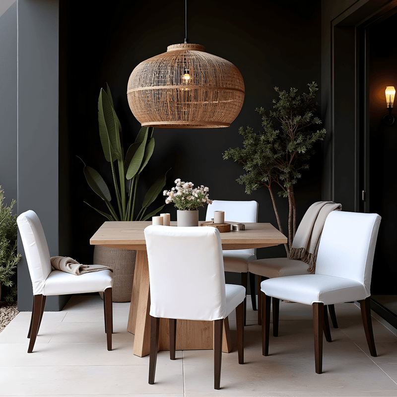 2 Pack Solid White European Linen Canvas Dining Chair Cover, Compatible with IKEA Henriksdal