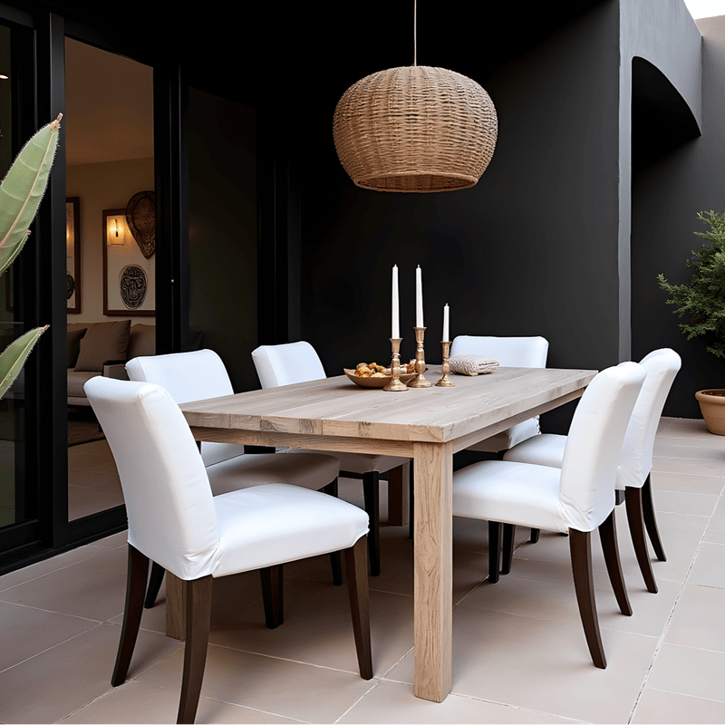 2 Pack Solid White European Linen Canvas Dining Chair Cover, Compatible with IKEA Henriksdal