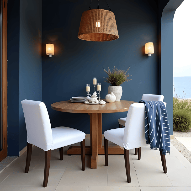 2 Pack Solid White European Linen Canvas Dining Chair Cover, Compatible with IKEA Henriksdal