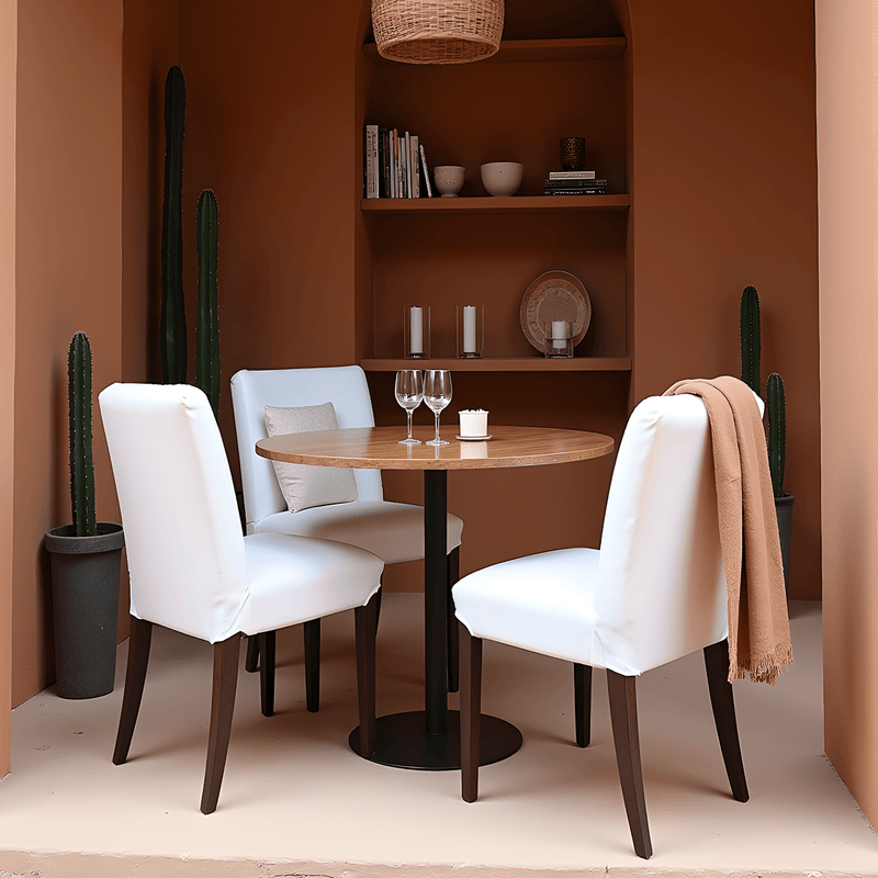 2 Pack Solid White European Linen Canvas Dining Chair Cover, Compatible with IKEA Henriksdal