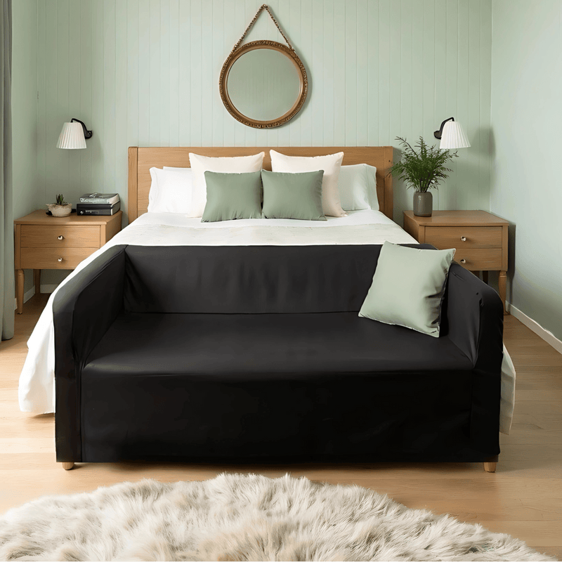 Solid Black European Linen Slip Cover, Compatible with IKEA KNOPPARP