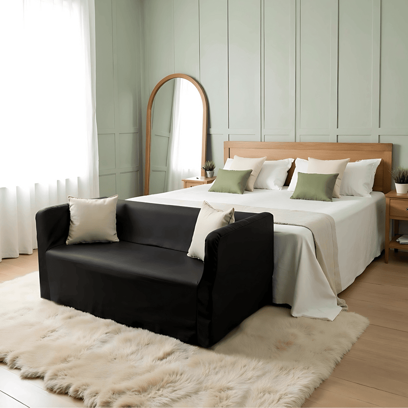 Solid Black European Linen Slip Cover, Compatible with IKEA KNOPPARP