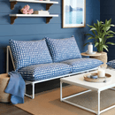 Modern Navy Blue Lattice Print Outdoor Slipcovers, Compatible with IKEA Havsten