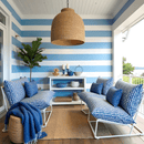 Modern Navy Blue Lattice Print Outdoor Slipcovers, Compatible with IKEA Havsten