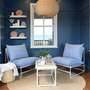Modern Navy Blue Lattice Print Outdoor Slipcovers, Compatible with IKEA Havsten