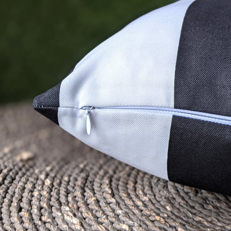 2 Pack Outdoor Pillow Covers | Black White Stripe | Compatible with IKEA Duvholmen and Kuddarna Cushions