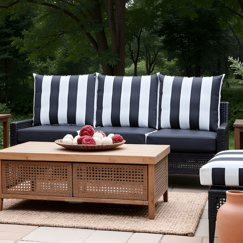 2 Pack Outdoor Pillow Covers | Black White Stripe | Compatible with IKEA Duvholmen and Kuddarna Cushions