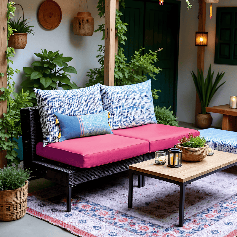 2 Pack Outdoor Pillow Covers | Blue Rain | Compatible with IKEA Duvholmen and Kuddarna Cushions