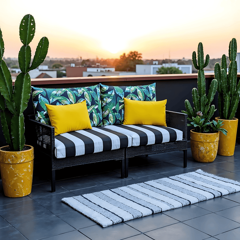 2 Pack Outdoor Pillow Covers | Green Banana Leaf Jungle Print | Compatible with IKEA Duvholmen and Kuddarna Cushions