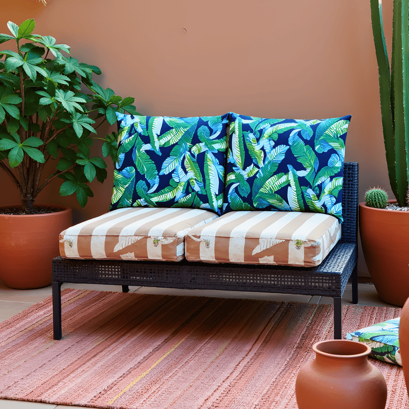 2 Pack Outdoor Pillow Covers | Green Banana Leaf Jungle Print | Compatible with IKEA Duvholmen and Kuddarna Cushions