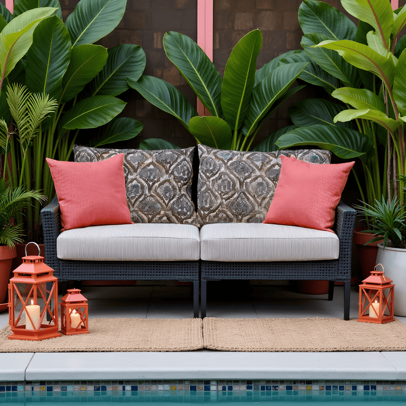 2 Pack Outdoor Seat Covers | Beige Stripe | Compatible with IKEA Duvholmen Inner Cushion