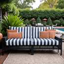 Black and White Cabana Stripe Outdoor Slip Covers, Compatible with IKEA Duvholmen Kuddarna