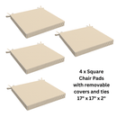 8-PIECE DELUXE BUNDLE, Beige Stripe Outdoor Cushion Cover Set and Chair Pads – Compatible with IKEA Duvholmen