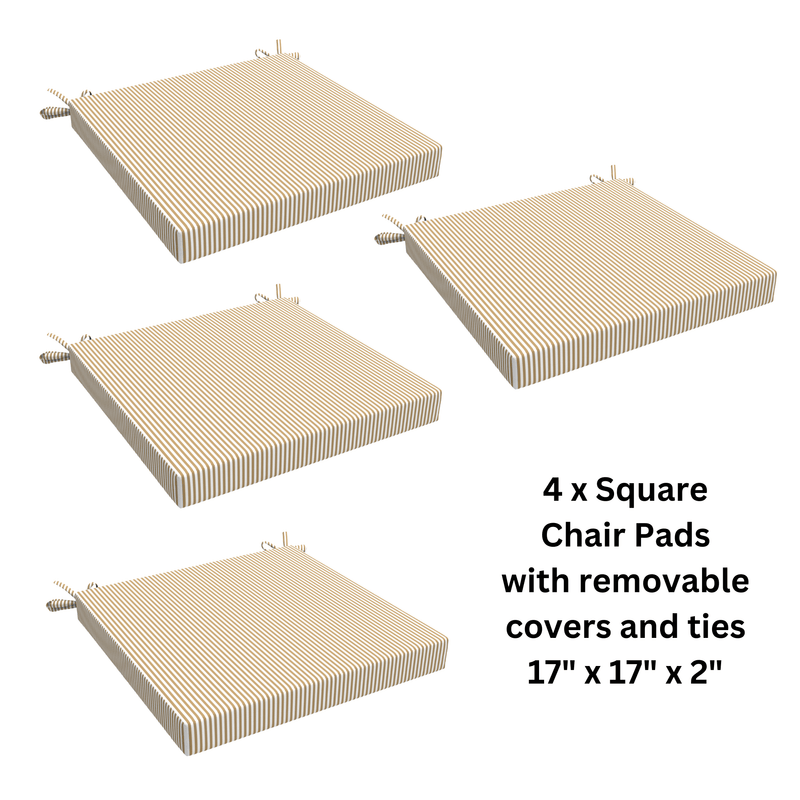 8-PIECE DELUXE BUNDLE, Beige Stripe Outdoor Cushion Cover Set and Chair Pads – Compatible with IKEA Duvholmen