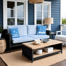 8-PIECE DELUXE BUNDLE Outdoor Cushion Cover Set and Chair Pads – Compatible with IKEA Duvholmen, Blue Rain