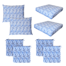 8-PIECE DELUXE BUNDLE Outdoor Cushion Cover Set and Chair Pads – Compatible with IKEA Duvholmen, Blue Rain