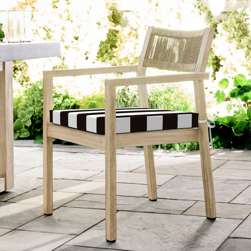 8-PIECE DELUXE BUNDLE Outdoor Cushion Covers and Chair Pads – Compatible with IKEA Duvholmen, Chic Black and White Cabana Stripe