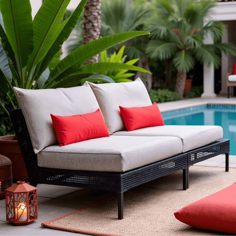 8-PIECE DELUXE BUNDLE, Beige Stripe Outdoor Cushion Cover Set and Chair Pads – Compatible with IKEA Duvholmen