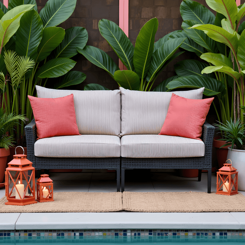 2 Pack Outdoor Pillow Covers | Beige Stripe | Compatible with IKEA Duvholmen and Kuddarna Cushions