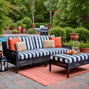 8-PIECE DELUXE BUNDLE Outdoor Cushion Covers and Chair Pads – Compatible with IKEA Duvholmen, Chic Black and White Cabana Stripe