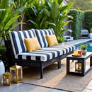 8-PIECE DELUXE BUNDLE Outdoor Cushion Covers and Chair Pads – Compatible with IKEA Duvholmen, Chic Black and White Cabana Stripe