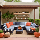 8-PIECE DELUXE BUNDLE Outdoor Cushion Covers and Chair Pads – Compatible with IKEA Duvholmen, Chic Black and White Cabana Stripe