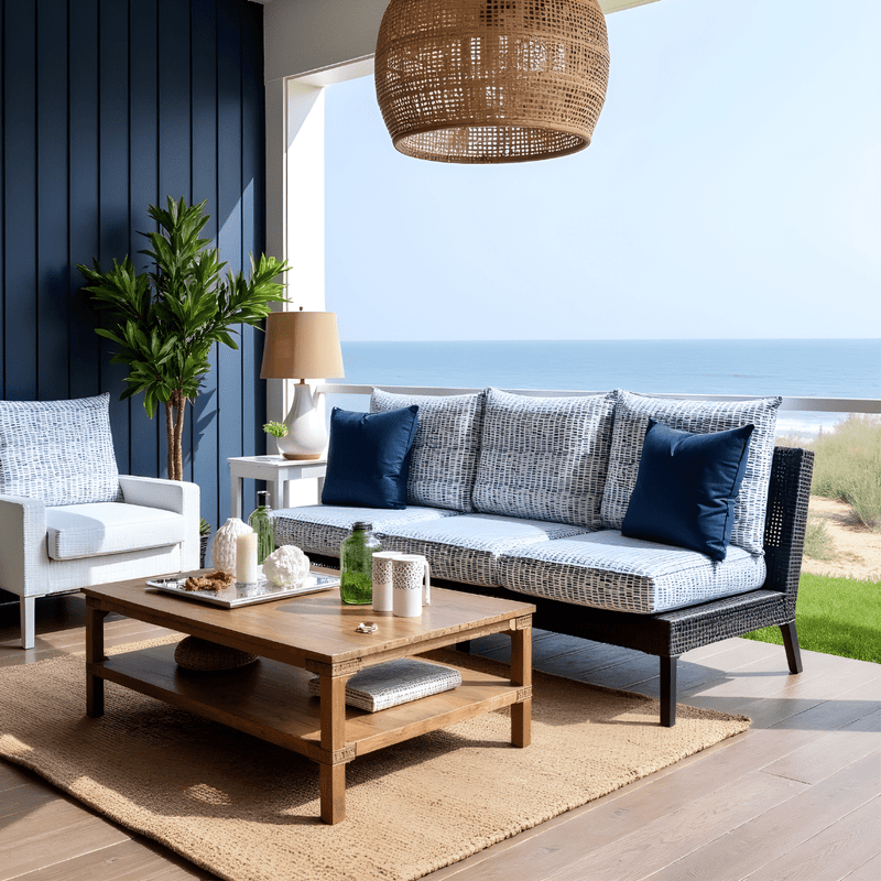 8-PIECE DELUXE BUNDLE Outdoor Cushion Cover Set and Chair Pads – Compatible with IKEA Duvholmen, Blue Rain