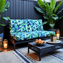 Green Banana Leaf Outdoor Slipcover Set – 4 Pack (2 Duvholmen Pillow Covers + 2 Duvholmen Seat Covers)
