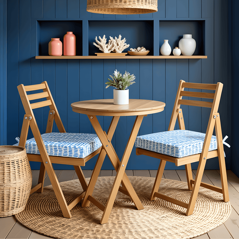 8-PIECE DELUXE BUNDLE Outdoor Cushion Cover Set and Chair Pads – Compatible with IKEA Duvholmen, Blue Rain