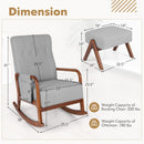 Rocking Chair with Ottoman Solid Rubber Wood Frame Padded Cushion-Gray