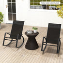 2 Pieces Patio Rocking Chairs Outdoor Sling Fabric Rockers with Ergonomic Backrest and Seat-Black by LJGDeals