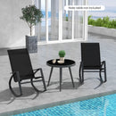 2 Pieces Patio Rocking Chairs Outdoor Sling Fabric Rockers with Ergonomic Backrest and Seat-Black by LJGDeals