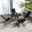 2 Pieces Patio Rocking Chairs Outdoor Sling Fabric Rockers with Ergonomic Backrest and Seat-Black by LJGDeals